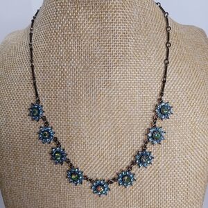 AVON VINTAGE BLUE CRYSTAL FLOWER NECKLACE‎ ONLY NO EARRINGS VGC